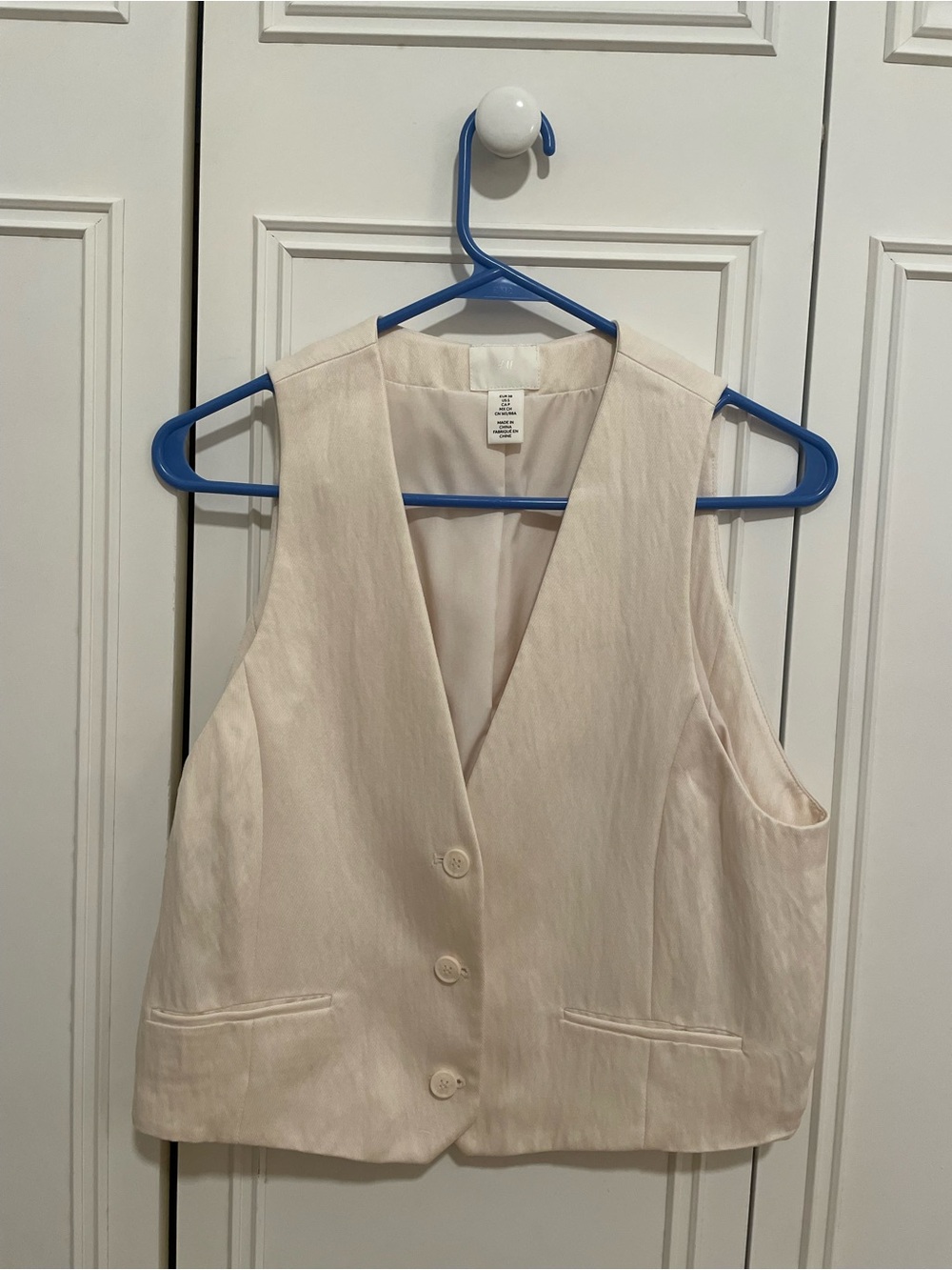 H&M Cream Sleeveless Tailored Vest